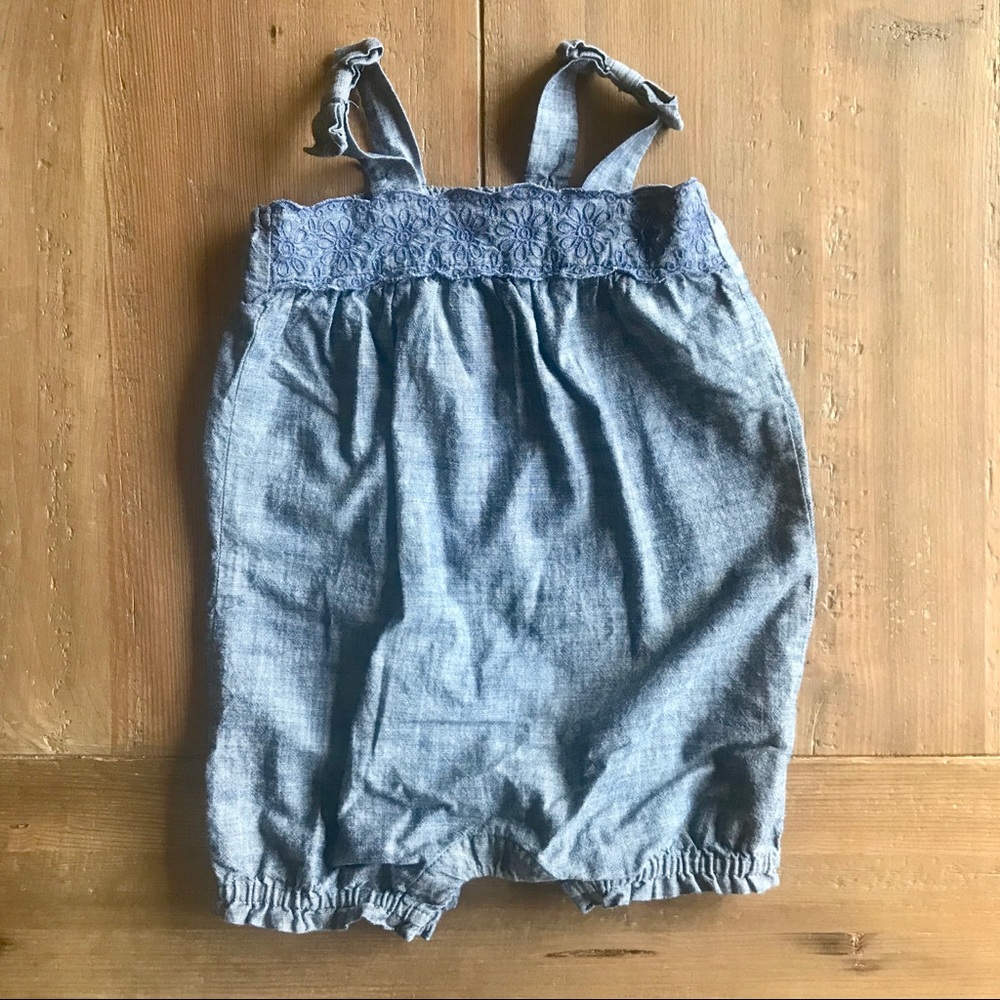 Gap baby chambray girl romper 6-12months